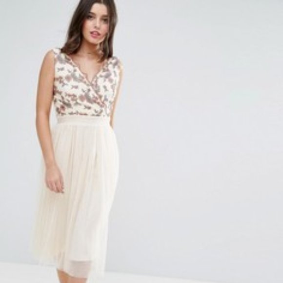 ASOS Petite Floral Midi Dress | Size: 2 | Color: Beige NWT - Picture 1 of 16